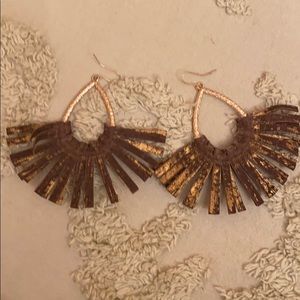 Earrings brown and gold leather